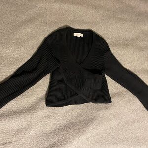 Loft cropped black sweater with crossover front